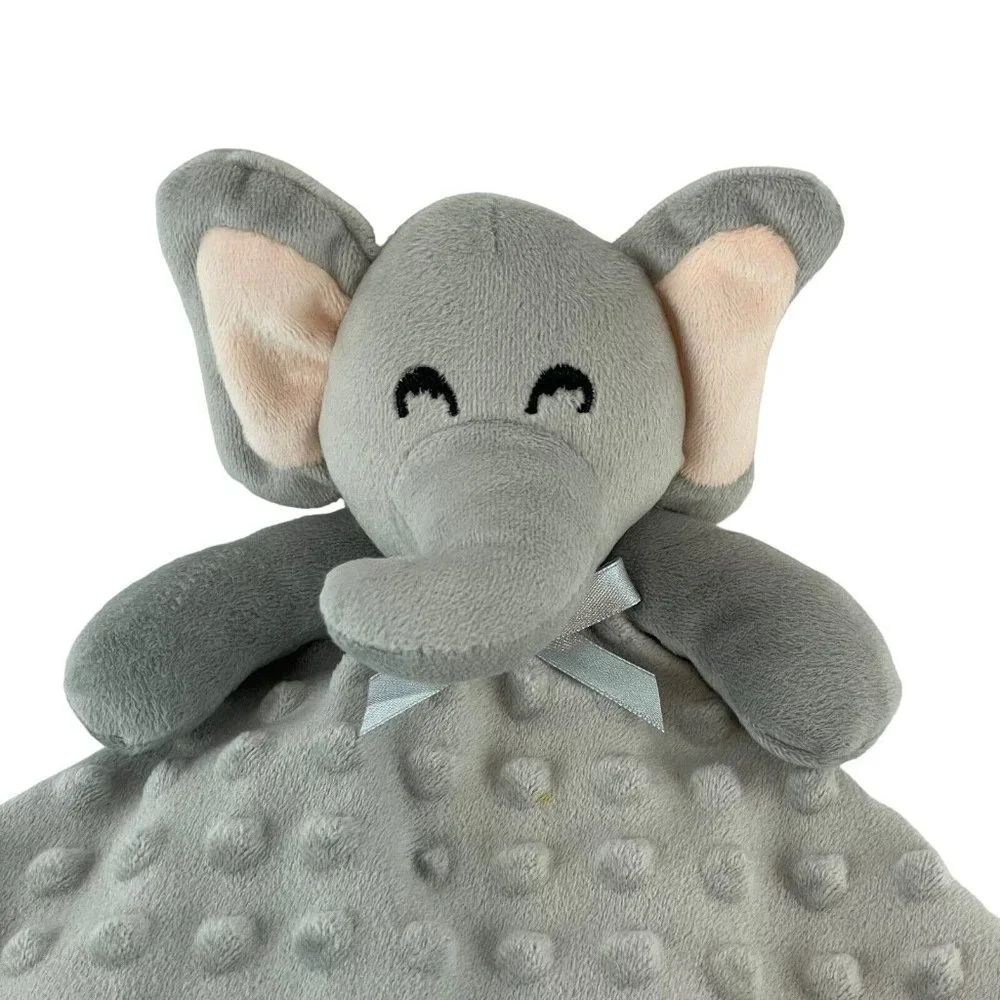 Pro Goleem Gray Elephant Lovey Satin Trim Minky Dots Baby Security Blanket 16 in